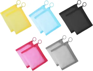 10 Pack Mini Zipper Mesh Bags 3.94 x 5.11 Inch Nylon Cosmetic Storage Bag Portable Travel Makeup Bag Set Storage Bag Coin Purse Can Hold Small Objects Keys Lipstick Credit Card (5 Colors)