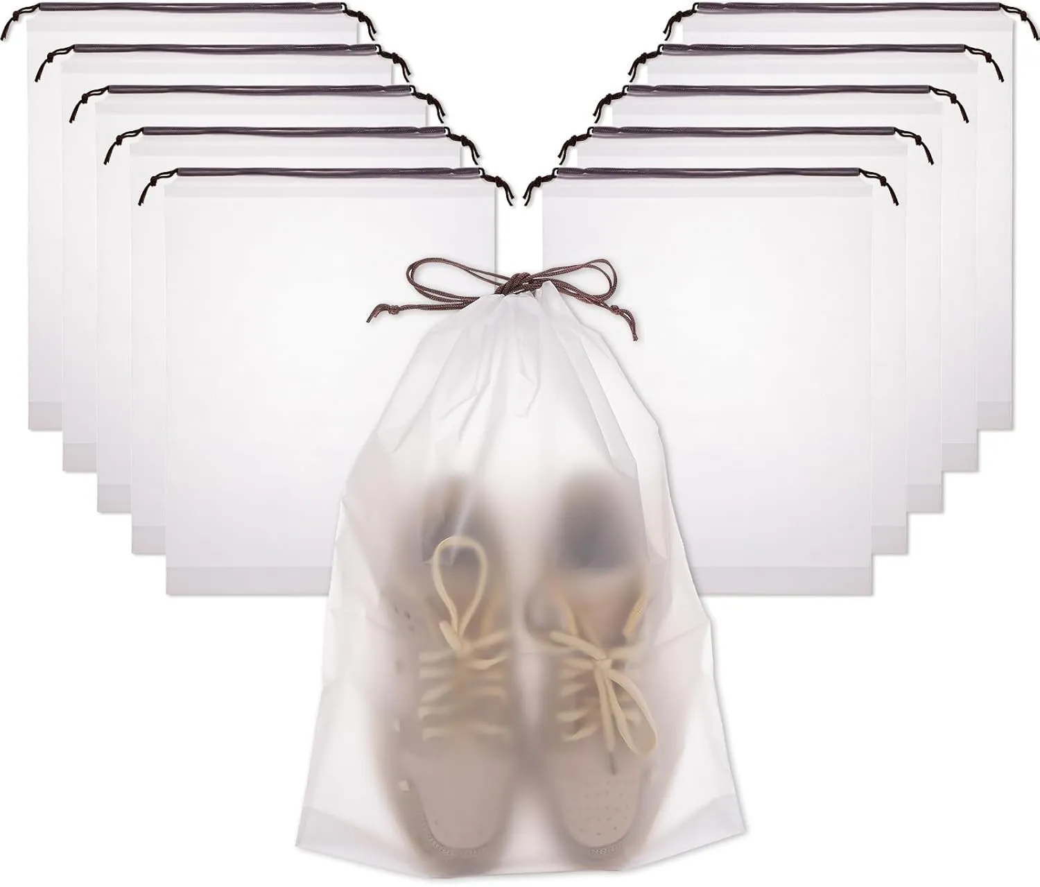 100 PCS Translucent Shoe Bags for Travel, Large Portable Shoe Bags with Drawstring, for Rainy Days Out (White)
