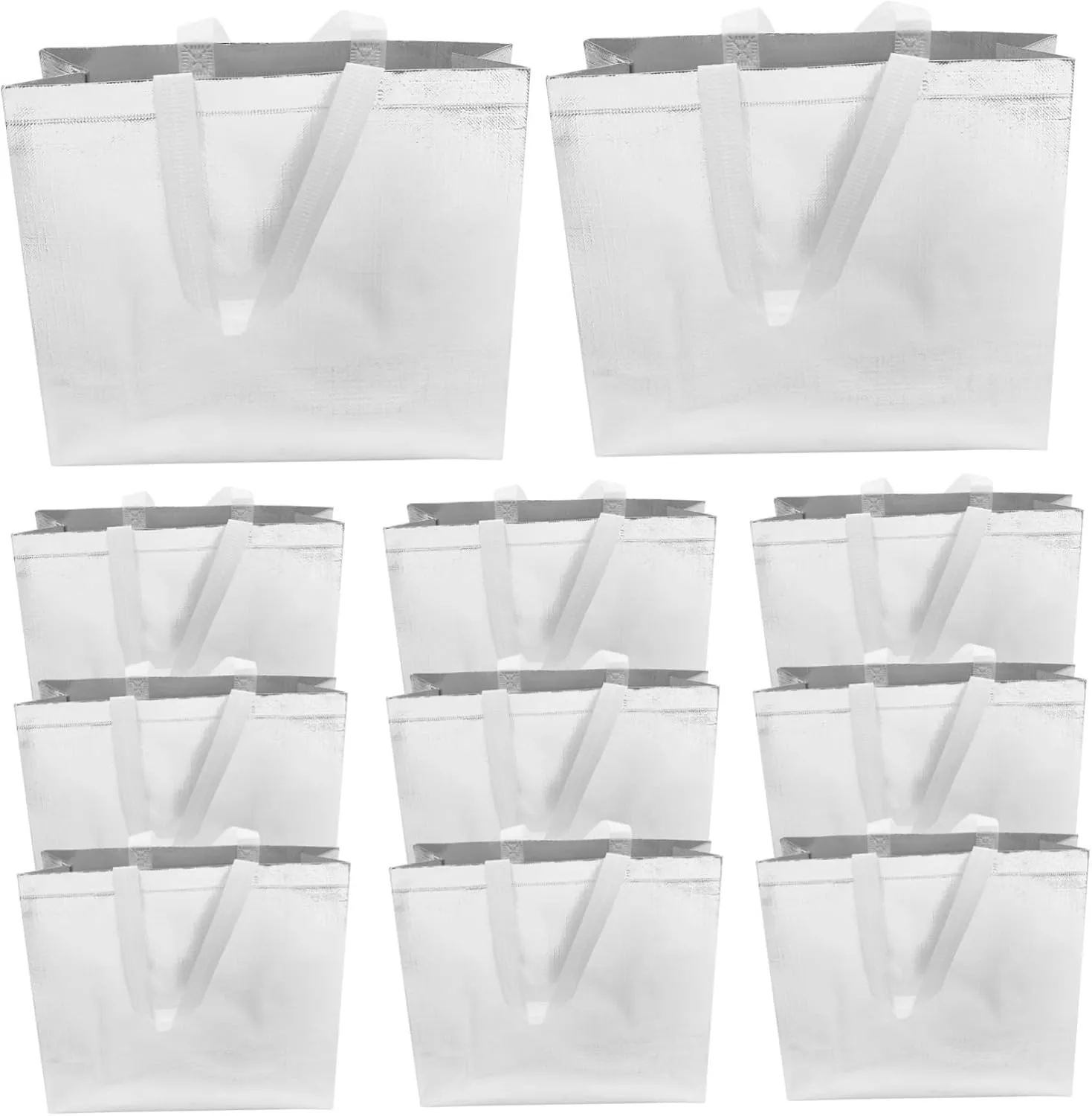12Pcs Coated Non Woven Tote Bags Reusable Shopping Handbags for Outdoor Use Present Bags with Handles
