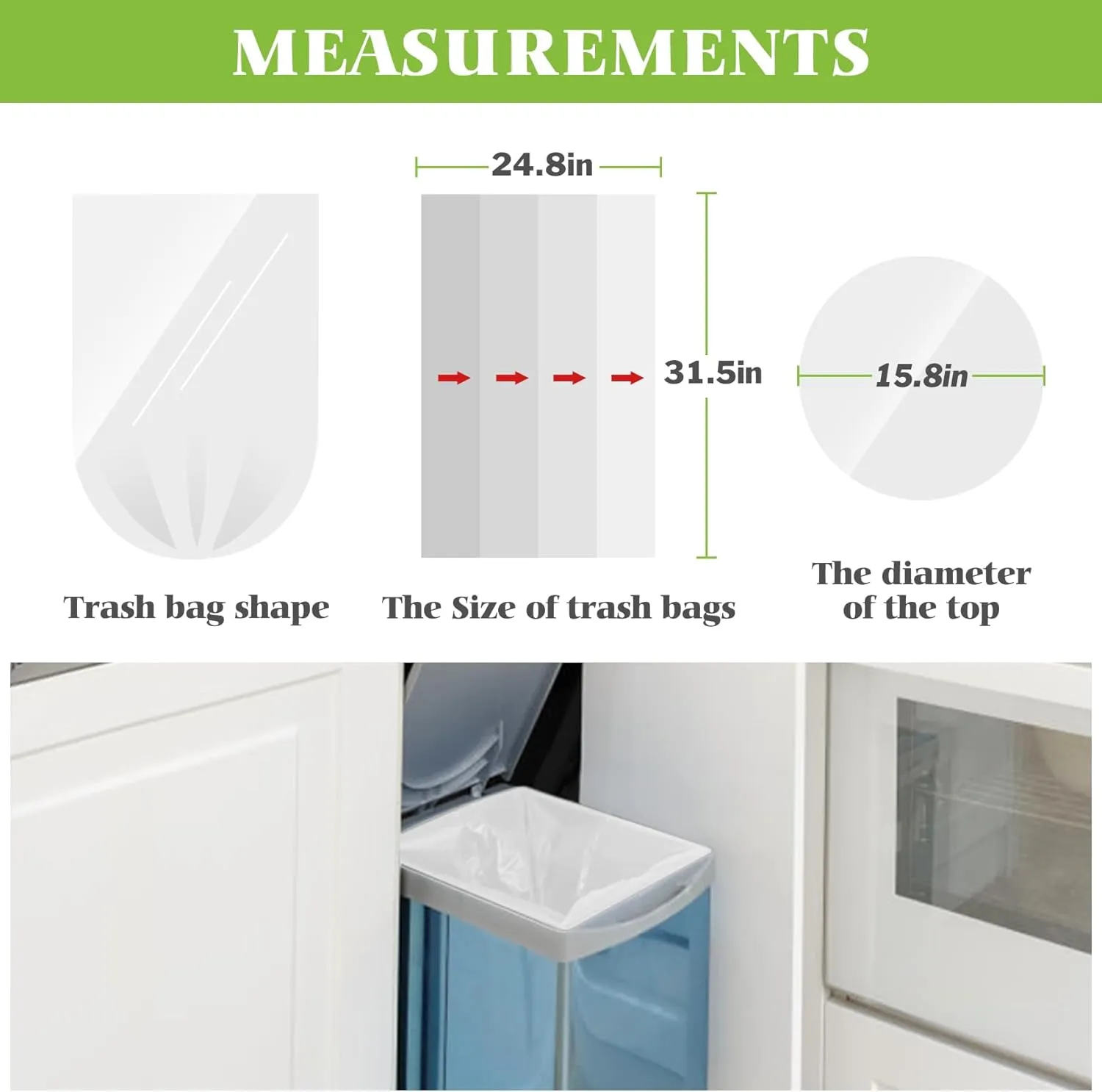 13 Gallon 120 Counts Strong Trash Bags Tall Kitchen Garbage Bags by Teivio, 12 Gallon 13 Gallon 14 Gallon, Multi-Use Bin Liners, Plastic Bags for Home Office Kitchen Yard Industrial, Clear