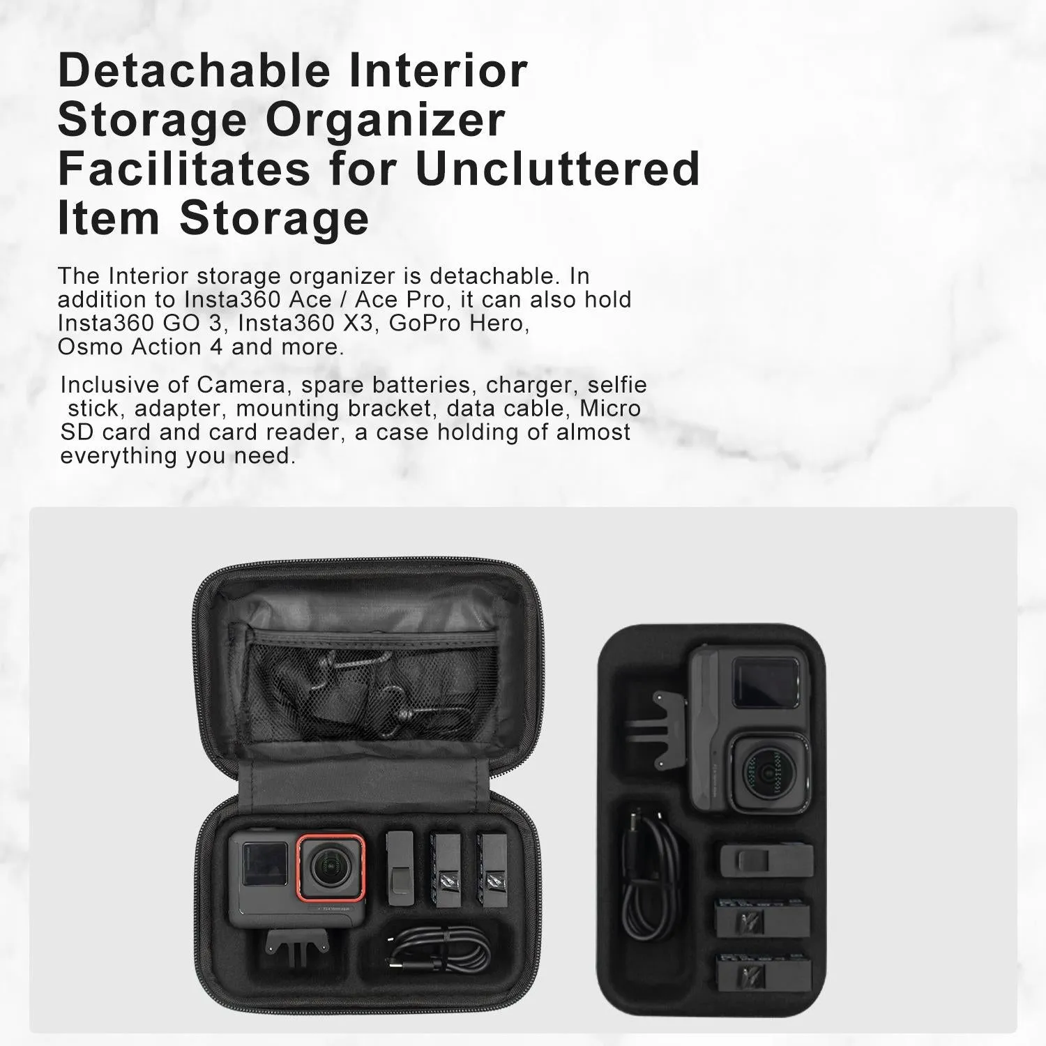 18.5 x 11.5 x 6cm Small Organizer Bag | For Sports Camera Accessories | Deep Gray