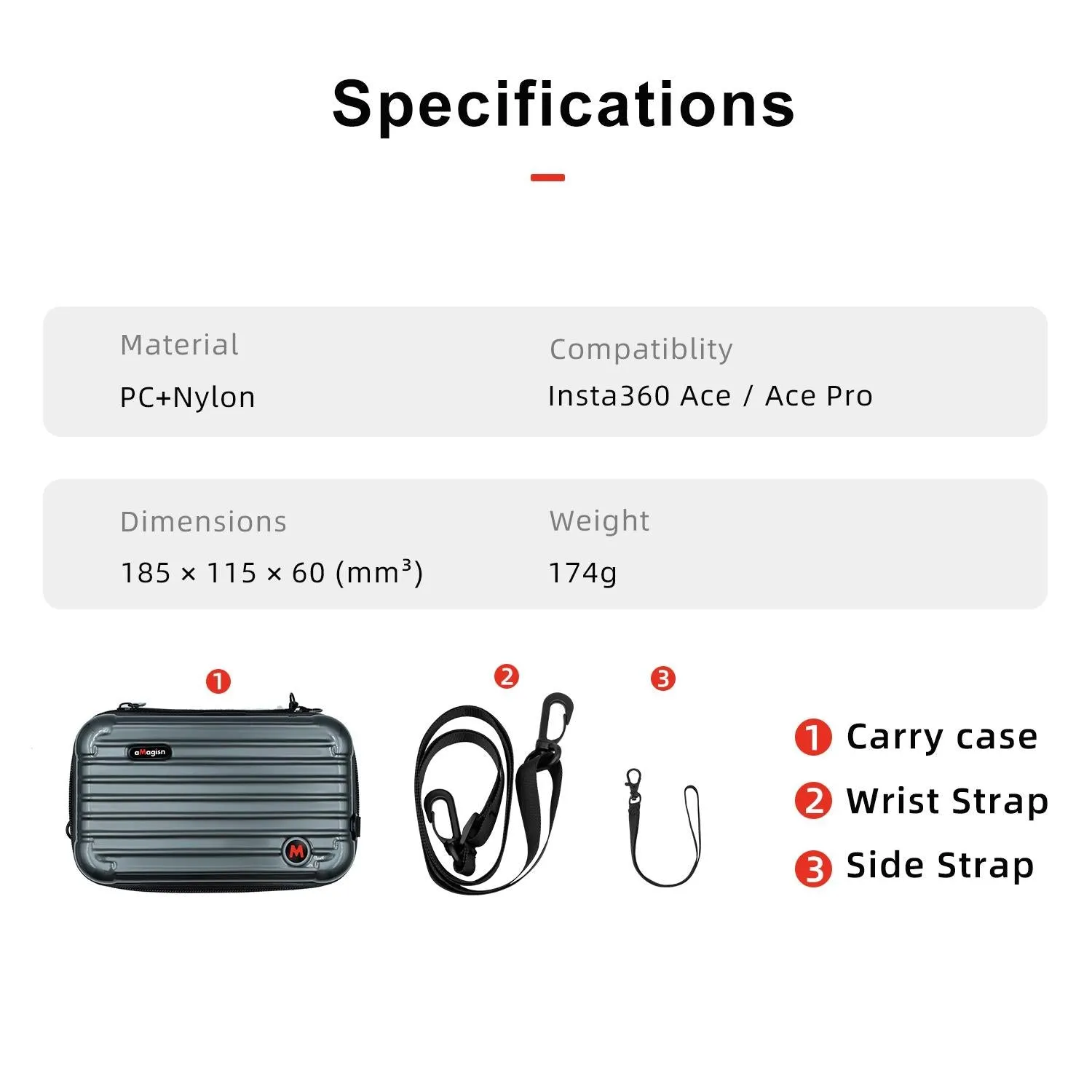 18.5 x 11.5 x 6cm Small Organizer Bag | For Sports Camera Accessories | Deep Gray
