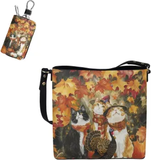2Pcs Tote Bags Set Satchel Bags Crossbody Bags for Women Car Key Fob Protector