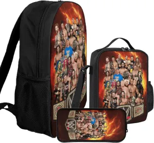 3PCS Backpack Set 3D Print Casual Backpacks Fashion Travel Bag Black