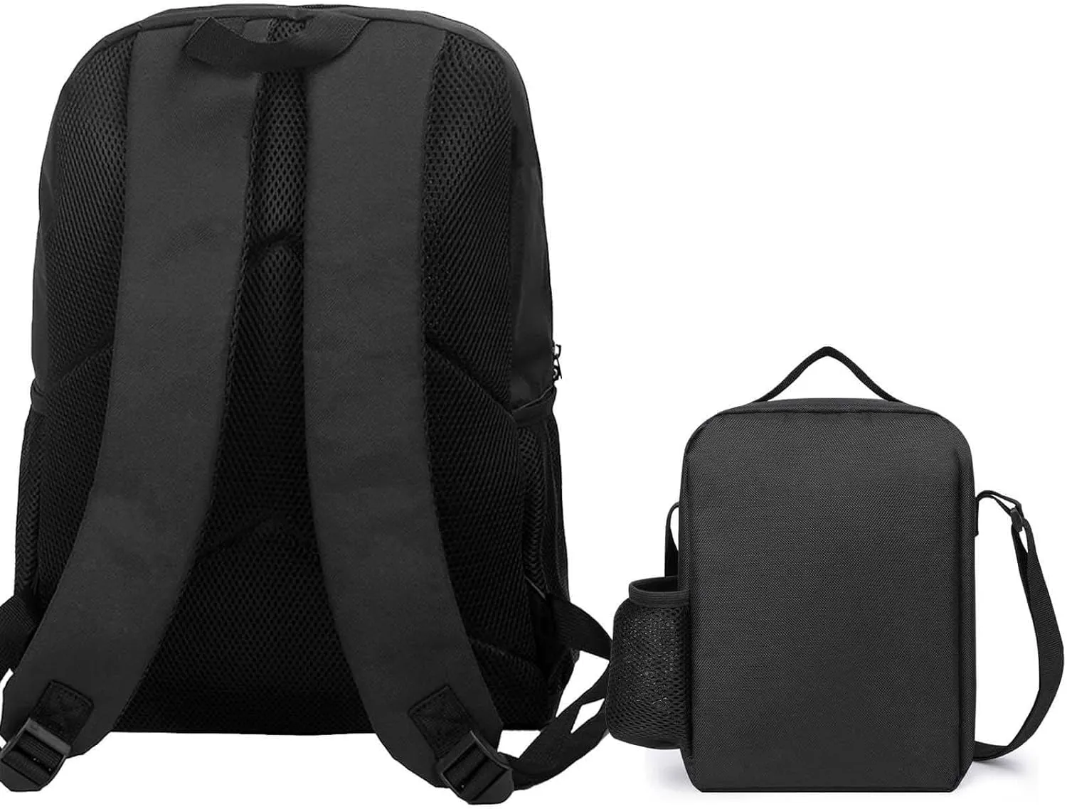 3PCS Backpack Set 3D Print Casual Backpacks Fashion Travel Bag Black