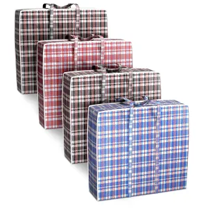 4 Pcs Extra Large Laundry Bag With Handles  Extra Large Moving Bags With Zippers  23.6 x 23.6 x 5.5 Inch (13 Gallons), Durable Checkered Travel Bags for Clothes, Moisture and Dirt Resistant