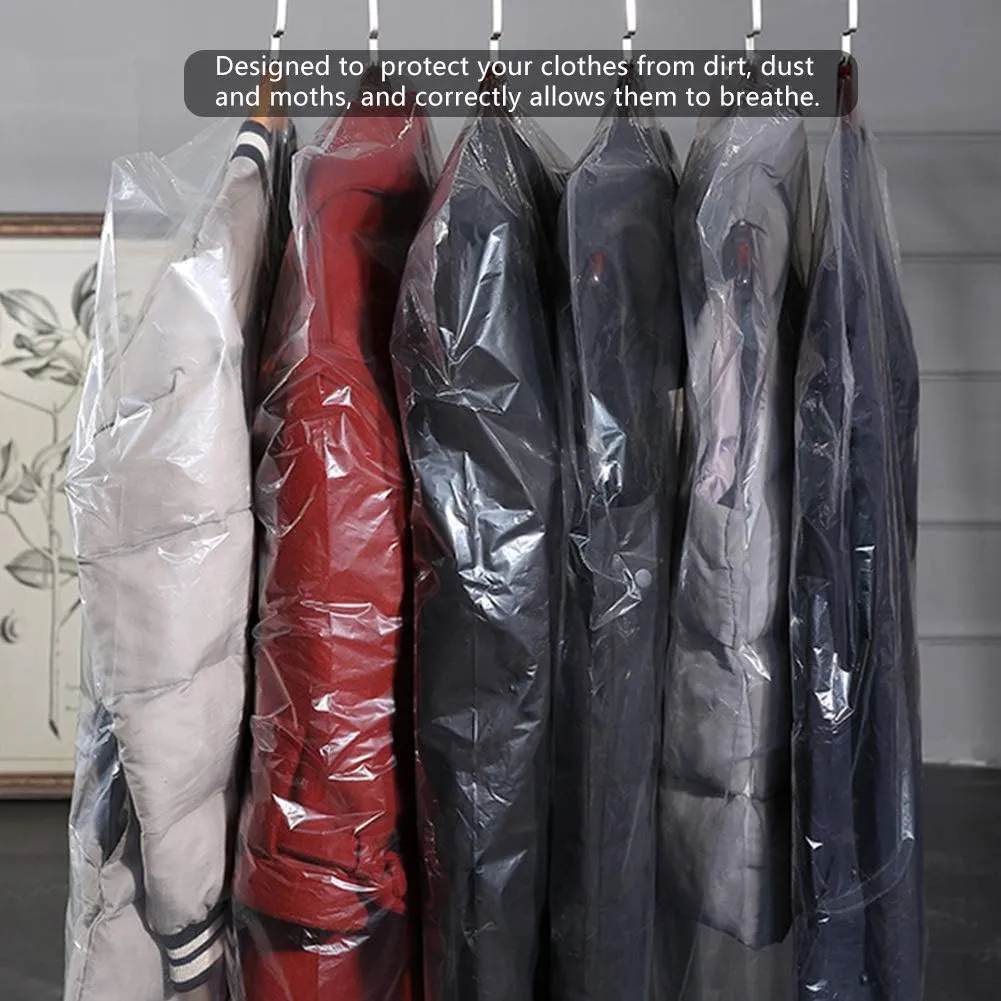50Pcs Clear Clothes Bags, Plastic Dry Cleaner Garment Covers Clothing Storage Bags for Home Storage Clothing Stores (60 * 90)