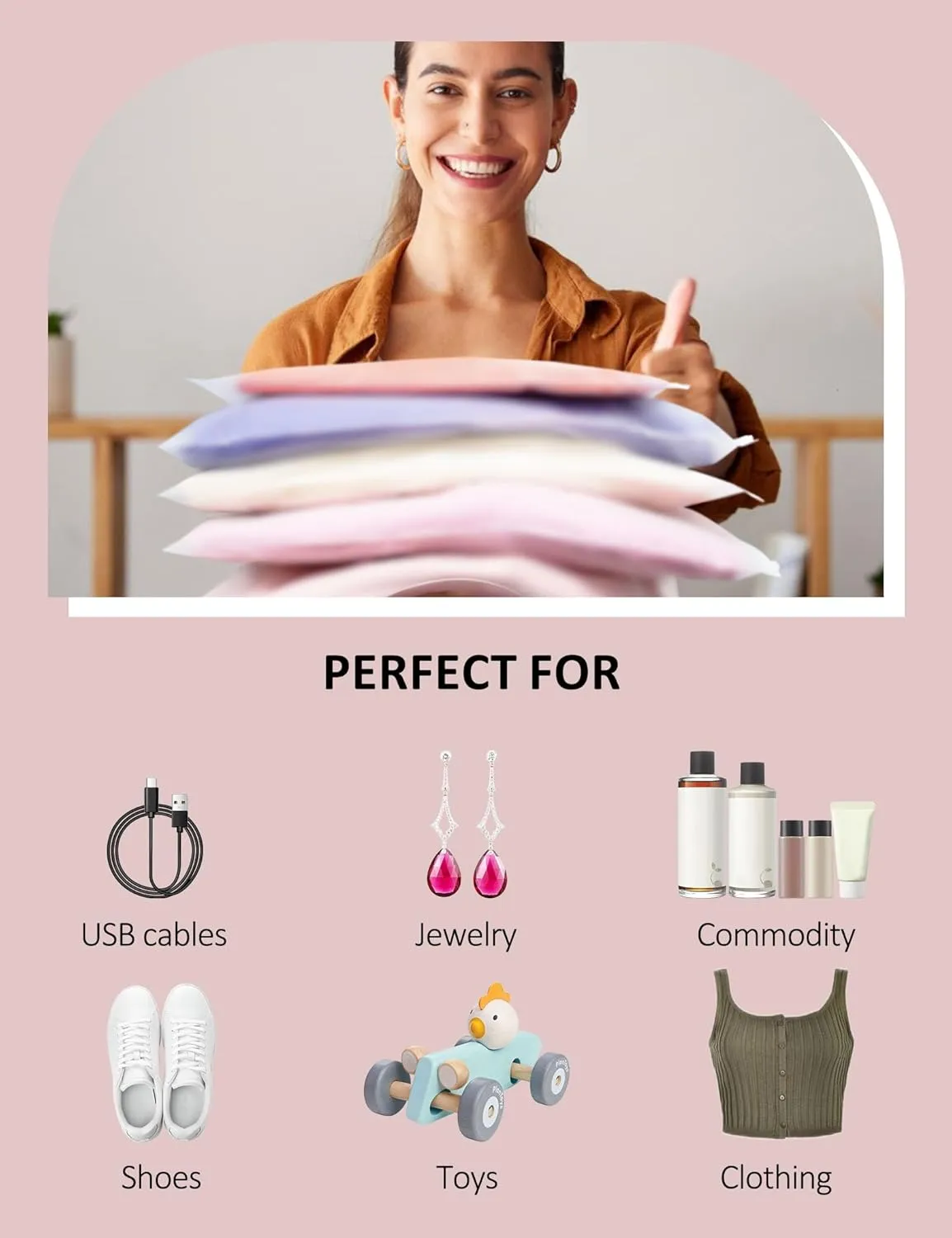 50Pcs Shirt Bags, 9" x 12" Frosted Zipper Plastic Bags for Clothes, Resealable Shirt Shipping Packaging Bag, 3 Mil