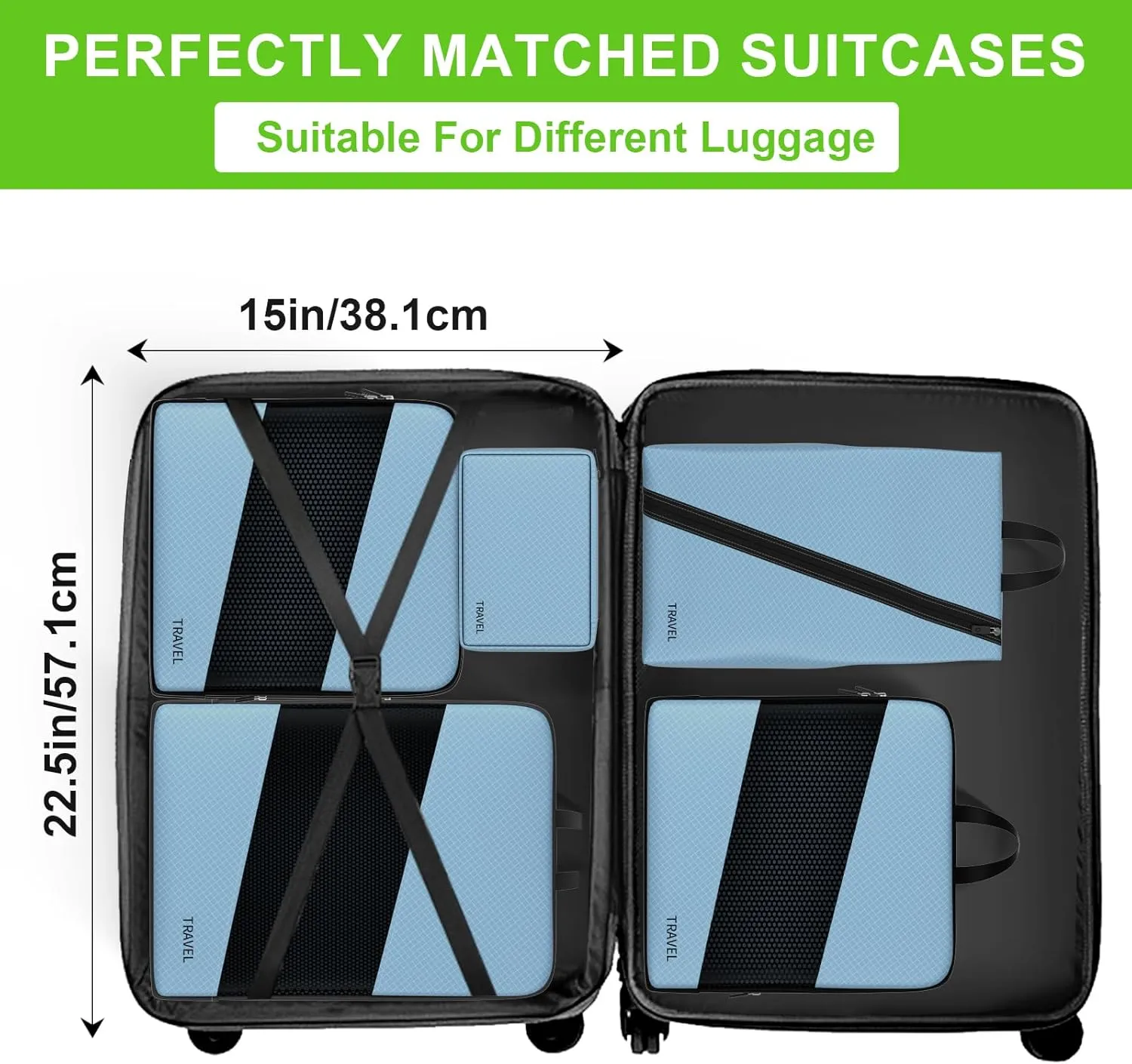 6 Set Compression Packing Cubes for Carry On Suitcase Travel Must Haves Travel Bags Organizer for Luggage Suitcase Organizer Bags Set for Travel Essentials Luggage Organizer BagsBLUE)