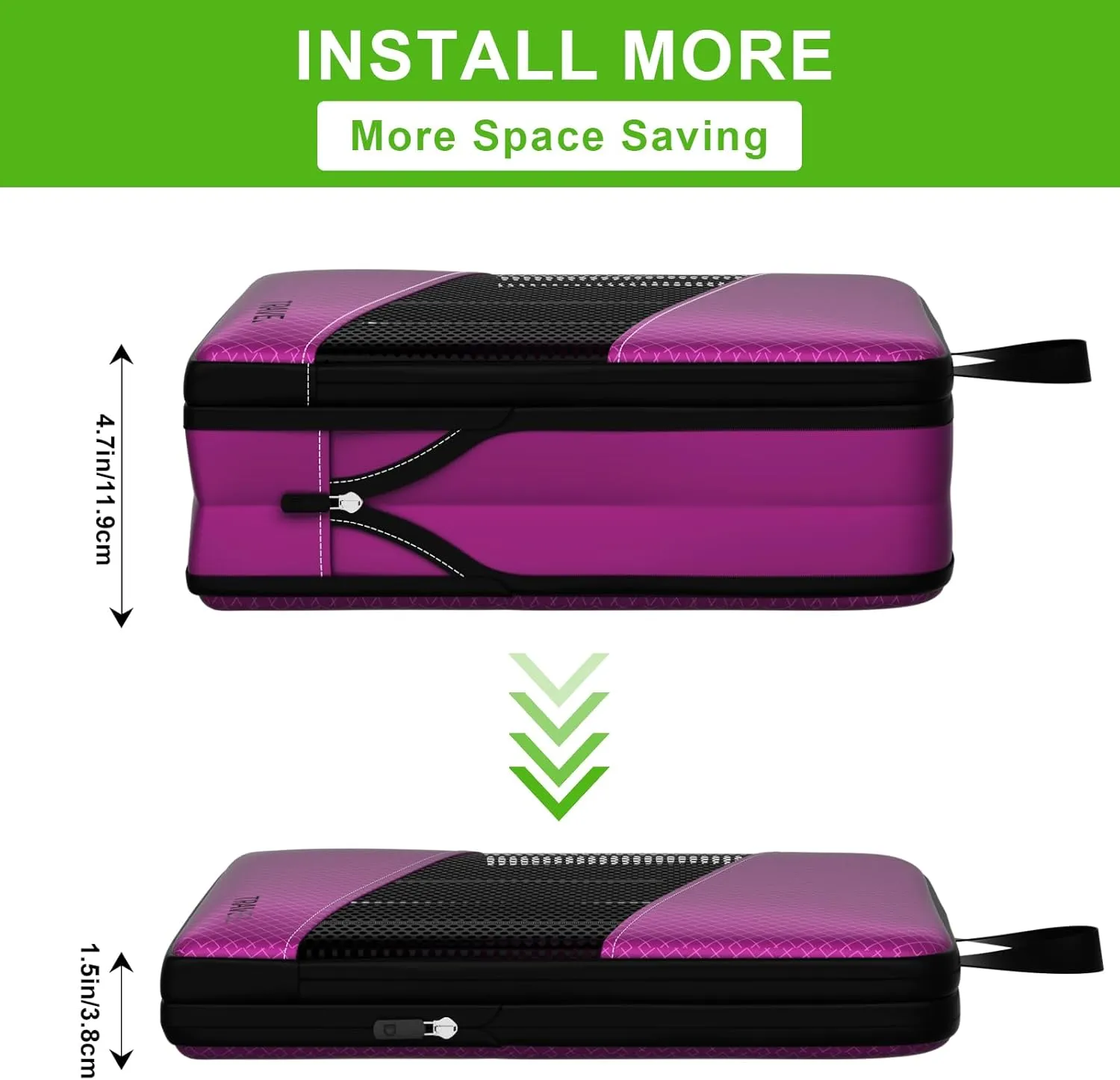 6 Set Compression Packing Cubes for Carry On Suitcase Travel Must Haves Travel Bags Organizer for Luggage Suitcase Organizer Bags Set for Travel Essentials Luggage Organizer BagsDark Purple)