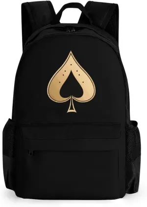 A-c-e of Spades 17 Inch Laptop Backpack Large Capacity Daypack Travel Shoulder Bag for Men&Women