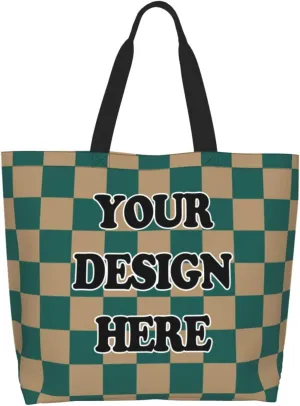 Abybela Custom Tote Bags with Team Logo Text Picture for Women Personalized Shopping Handmade Totes