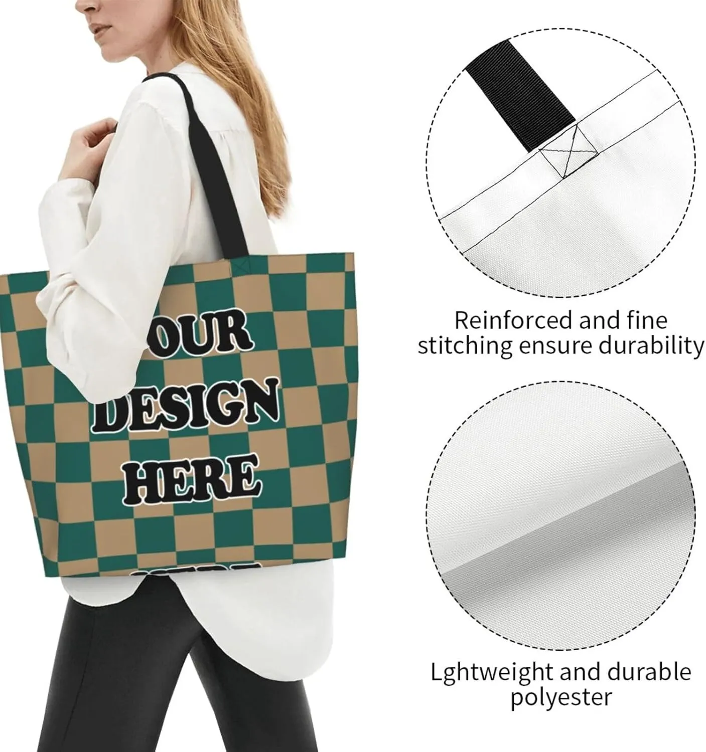 Abybela Custom Tote Bags with Team Logo Text Picture for Women Personalized Shopping Handmade Totes