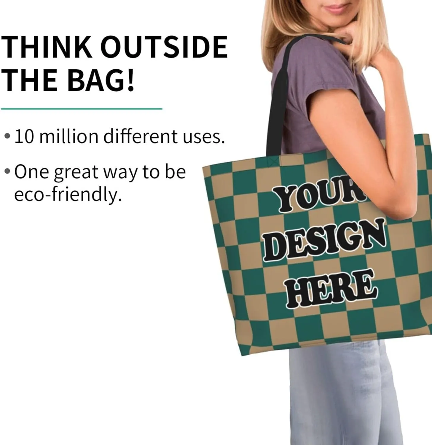 Abybela Custom Tote Bags with Team Logo Text Picture for Women Personalized Shopping Handmade Totes