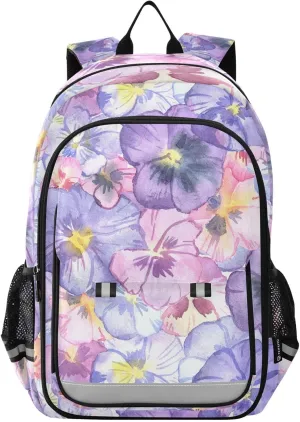 ALAZA Blue and Purple Pink Flowers Laptop Backpack Purse for Women Men School Bag 17 Inch Bookbag Student Boys Girls Travel Casual Daypack