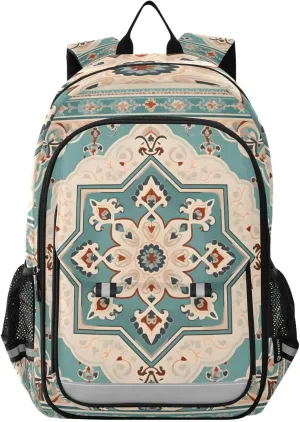 ALAZA Bohemian Mexican Blue Flower Laptop Backpack Purse for Women Men School Bag 17 Inch Bookbag Student Boys Girls Travel Casual Daypack