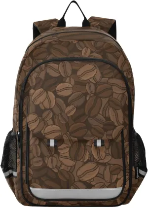 ALAZA Brown Coffee Bean Laptop Backpack Purse for Women Men School Bag 17 Inch Bookbag Student Boys Girls Travel Casual Daypack