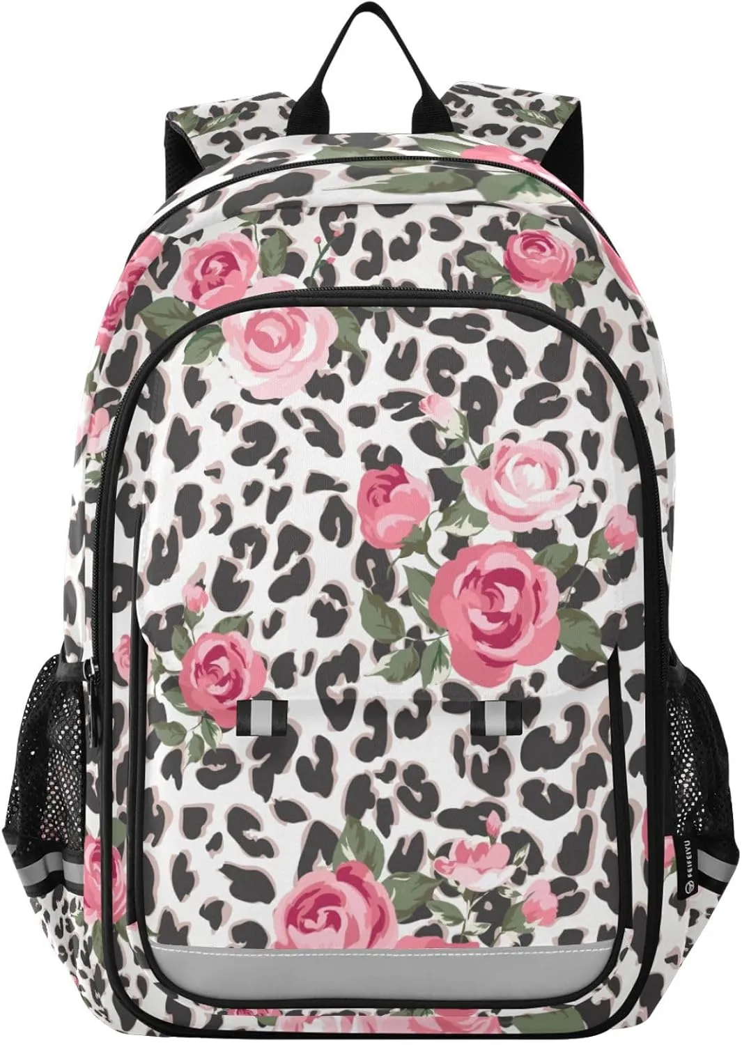 ALAZA Cute Rose Flower Leopard Cheetah Laptop Backpack Purse for Women Men School Bag 17 Inch Bookbag Student Boys Girls Travel Casual Daypack