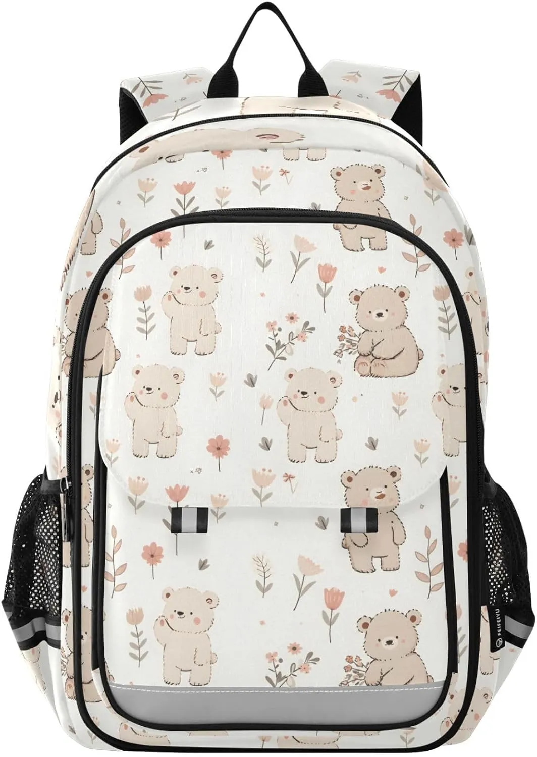 ALAZA Lovely Bear Flowers Laptop Backpack Purse for Women Men School Bag 17 Inch Bookbag Student Boys Girls Travel Casual Daypack