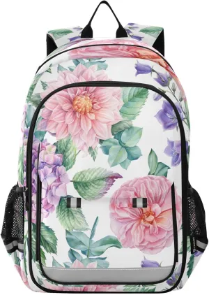 ALAZA Pink Roses Purple Lavender Laptop Backpack Purse for Women Men School Bag 17 Inch Bookbag Student Boys Girls Travel Casual Daypack