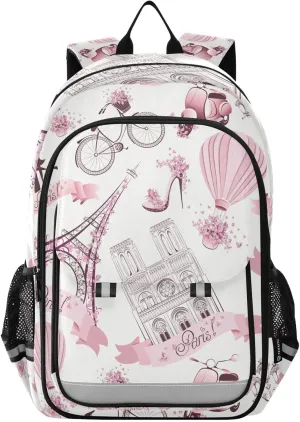 ALAZA Romantic Travel in Paris Laptop Backpack Purse for Women Men School Bag 17 Inch Bookbag Student Boys Girls Travel Casual Daypack