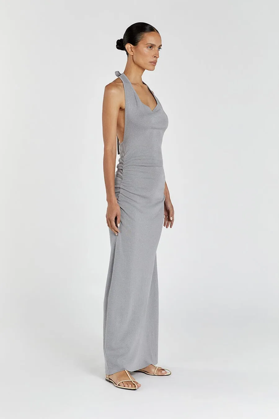 ALICE DOVE COWL NECK HALTER MIDI DRESS