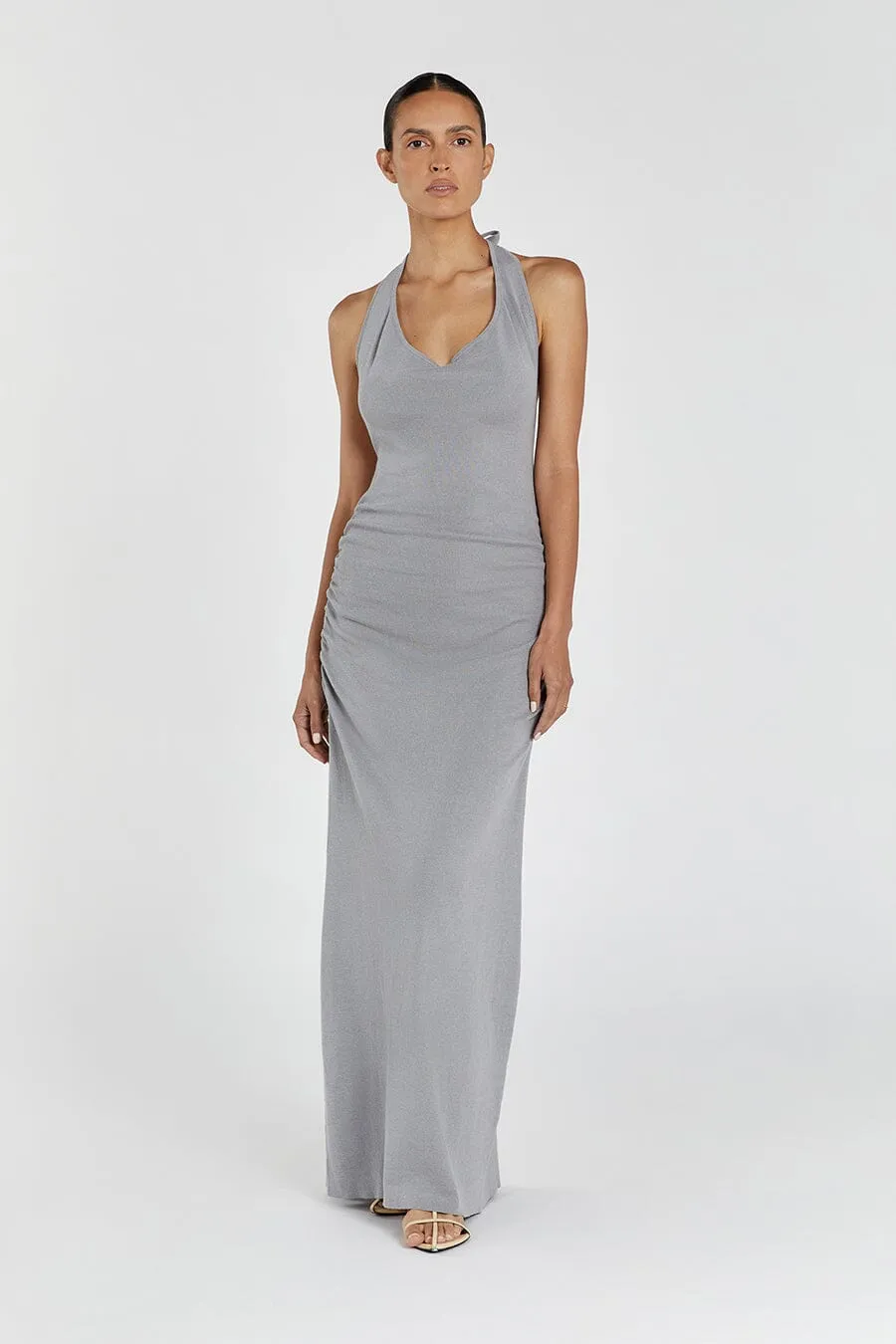 ALICE DOVE COWL NECK HALTER MIDI DRESS