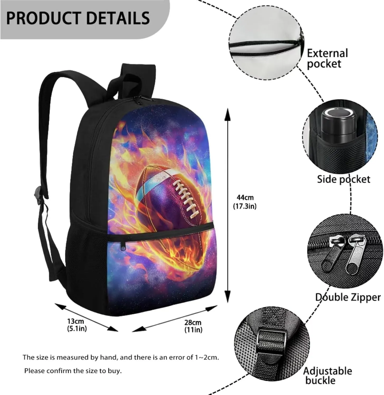 American Football Kids Backpack Boys Toddler Personalized Cool Teens Bookbag Age 8-10 for Primary Elementary Middle School 3 Pcs Schoolbag Set with Kids Lunchbox Pencil Case