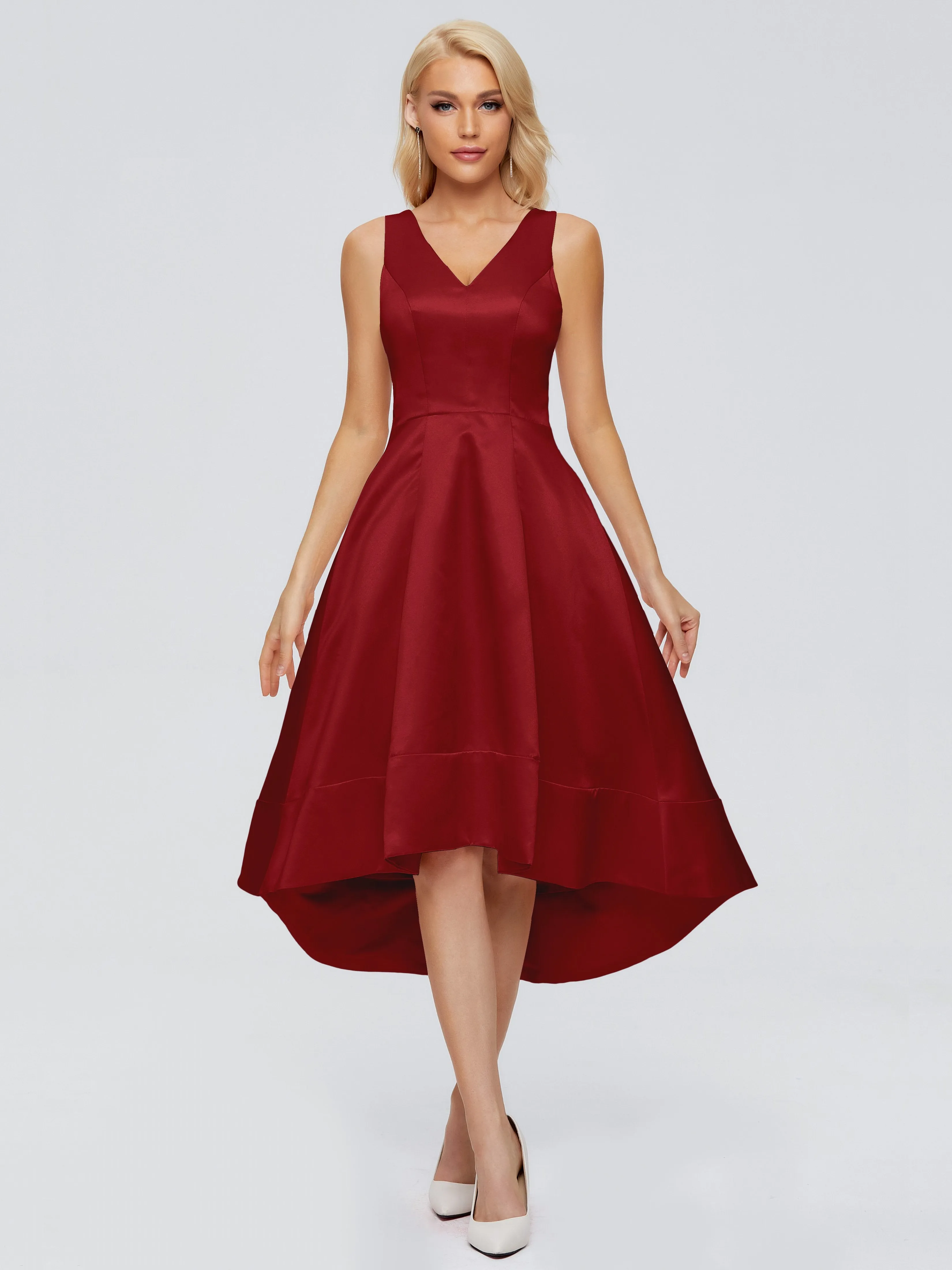 Ashley V-neck Satin Bridesmaid Dresses