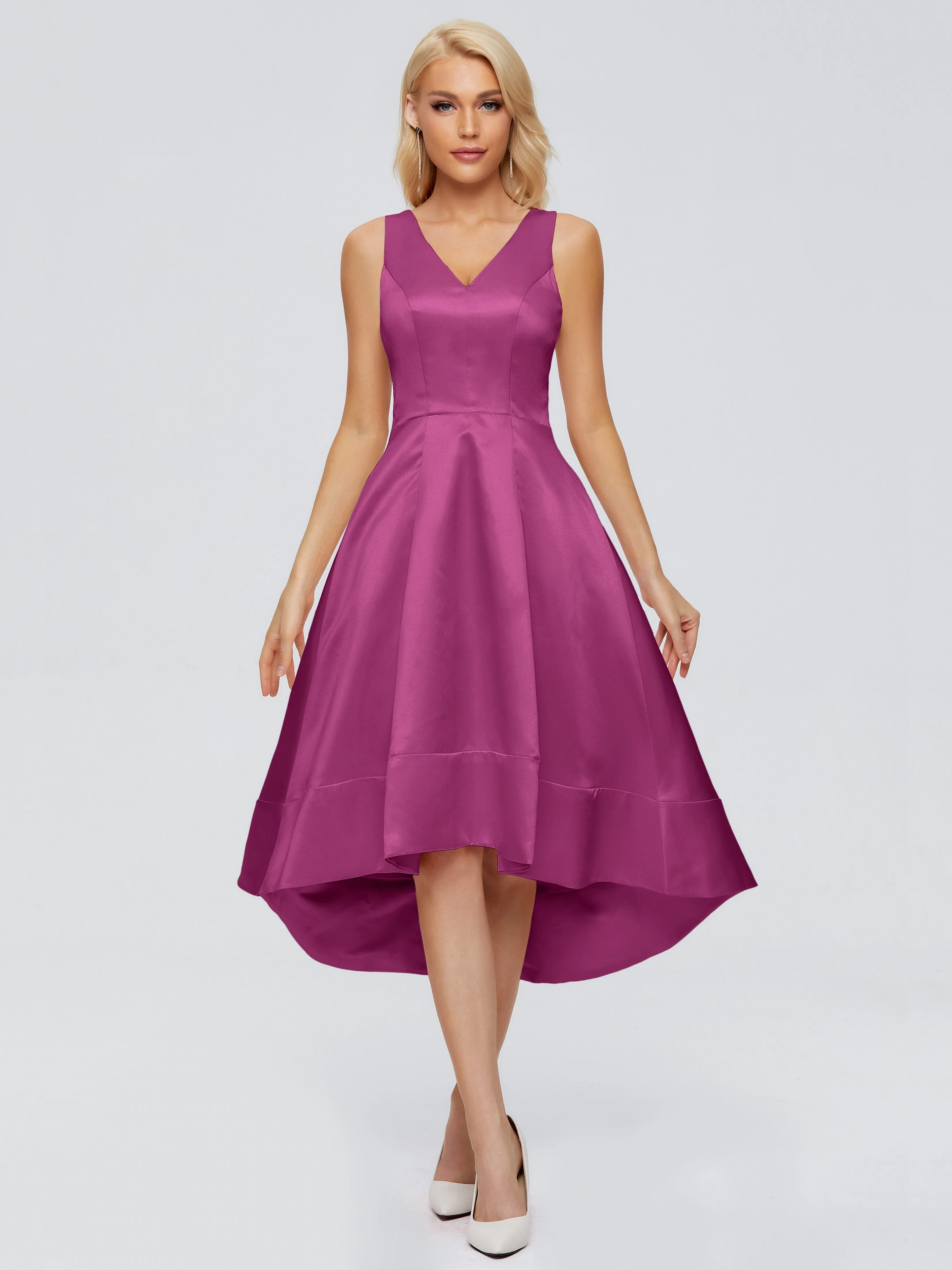 Ashley V-neck Satin Bridesmaid Dresses