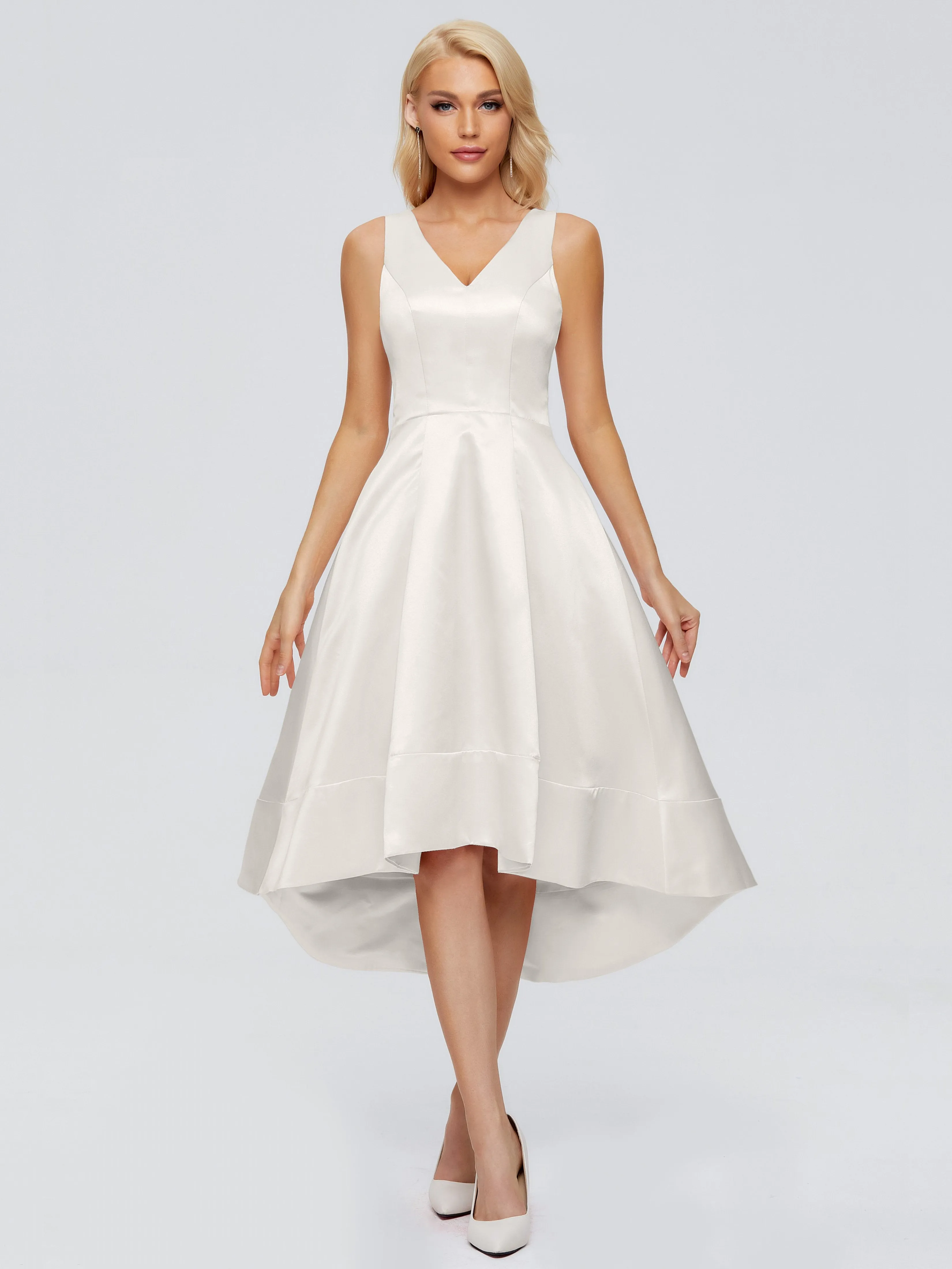Ashley V-neck Satin Bridesmaid Dresses