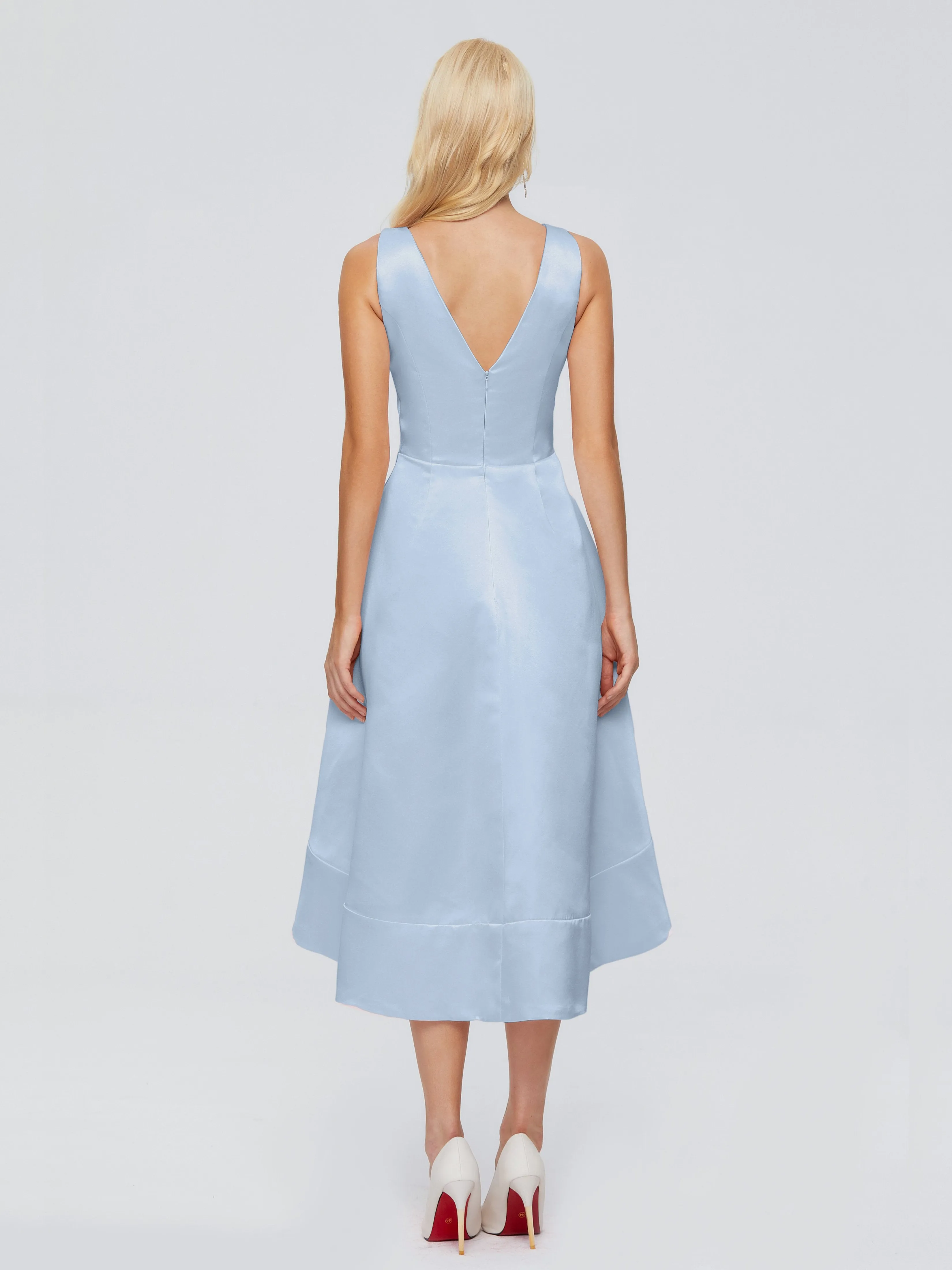 Ashley V-neck Satin Bridesmaid Dresses