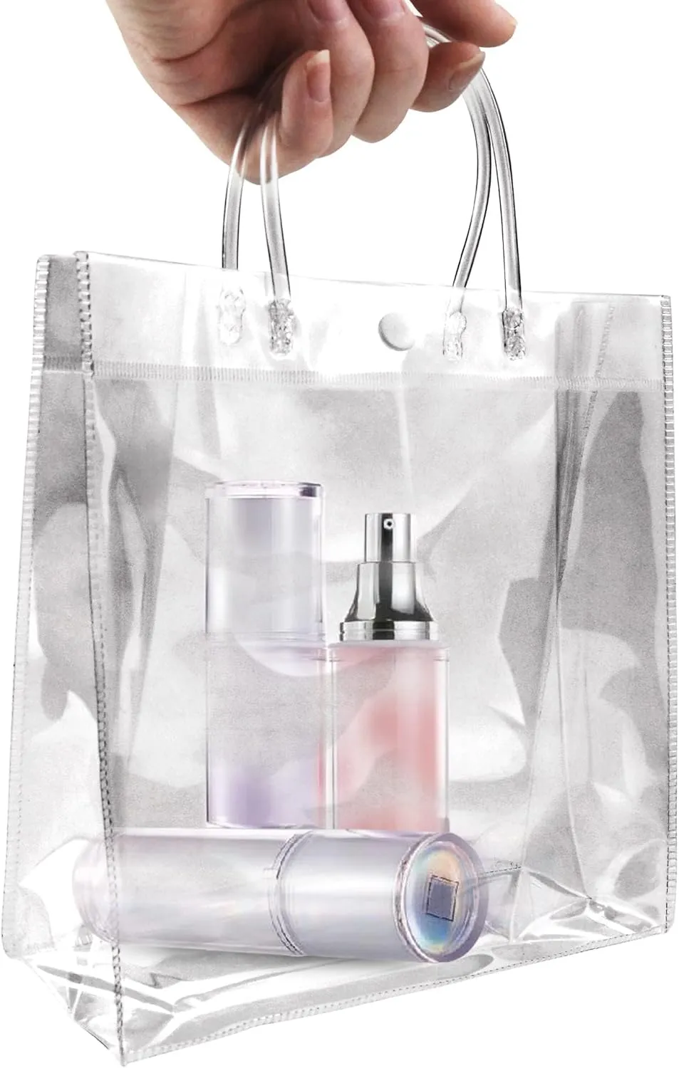 BadenBach 16 PCS Clear Gift Bags with Handle,7.87" x 7.87" x 3.15",Transparent Plastic Gift Wrap Bag Bulk Reusable Clear Party Favor Goodie Bags for Boutique Wedding Birthday Baby Shower Father's Day