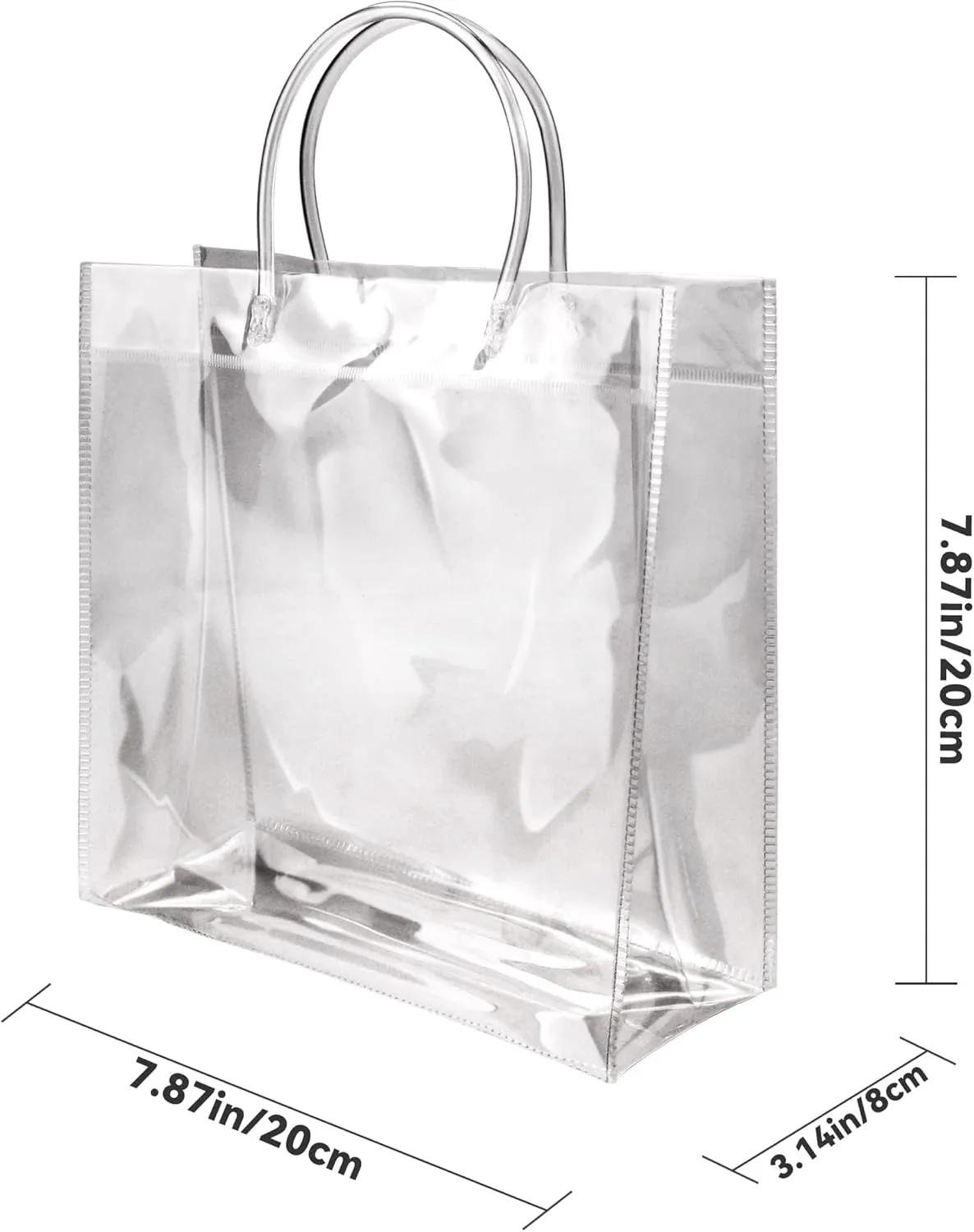 BadenBach 16 PCS Clear Gift Bags with Handle,7.87" x 7.87" x 3.15",Transparent Plastic Gift Wrap Bag Bulk Reusable Clear Party Favor Goodie Bags for Boutique Wedding Birthday Baby Shower Father's Day