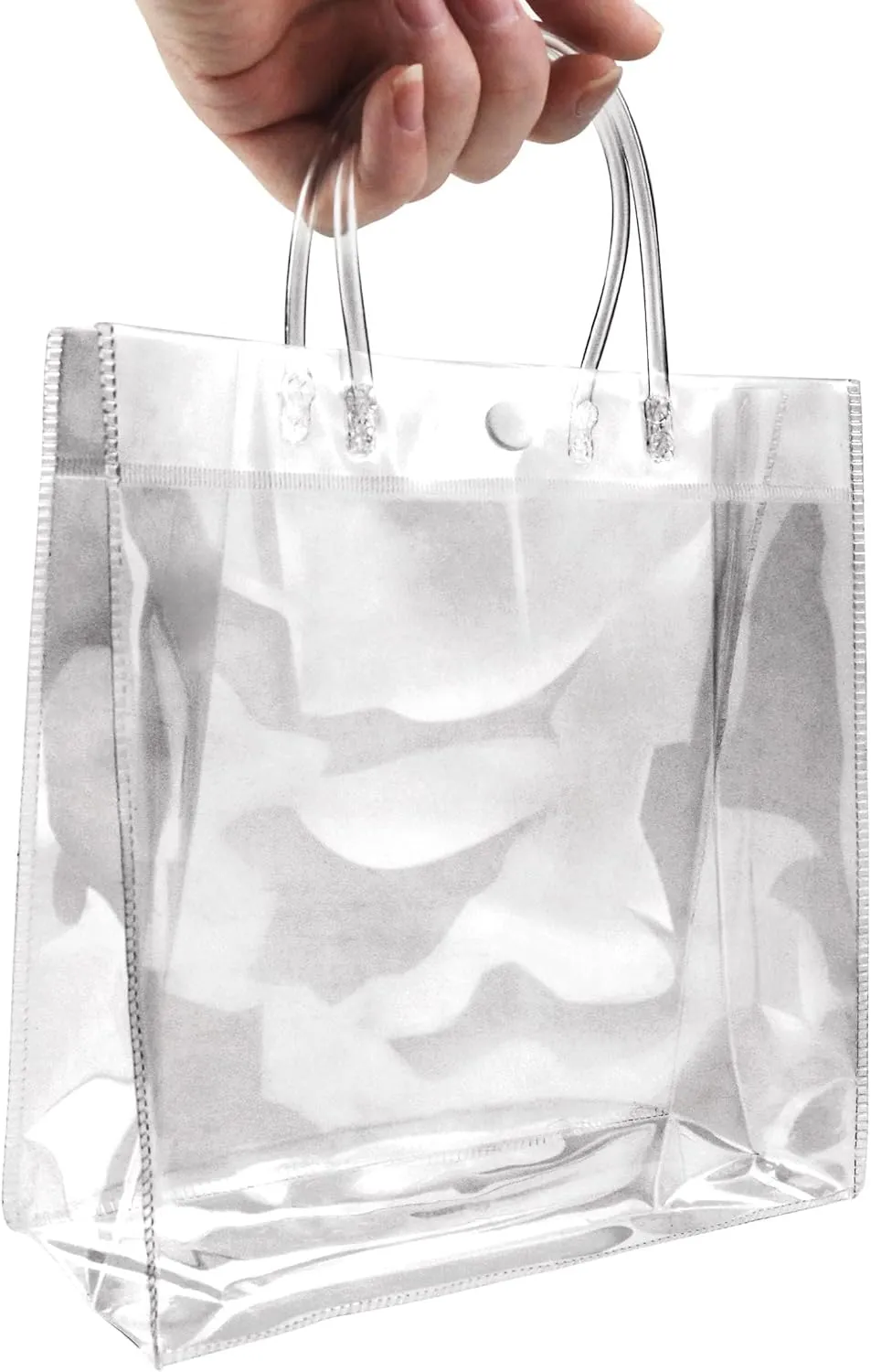 BadenBach 16 PCS Clear Gift Bags with Handle,7.87" x 7.87" x 3.15",Transparent Plastic Gift Wrap Bag Bulk Reusable Clear Party Favor Goodie Bags for Boutique Wedding Birthday Baby Shower Father's Day