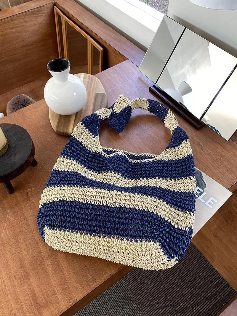 Beach Bag, Large Beach Bag for Women, Woven Straw Beach Tote Bag Waterproof, Weaving Swim Shopping Travel Bag