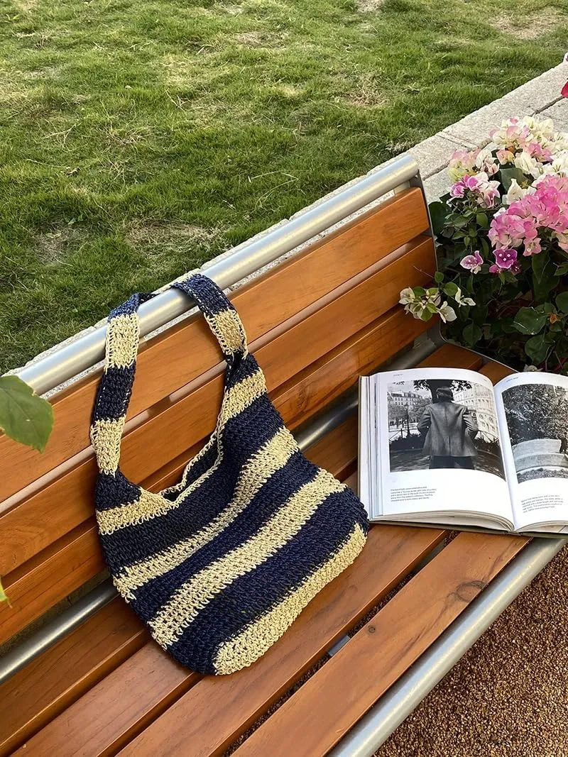 Beach Bag, Large Beach Bag for Women, Woven Straw Beach Tote Bag Waterproof, Weaving Swim Shopping Travel Bag
