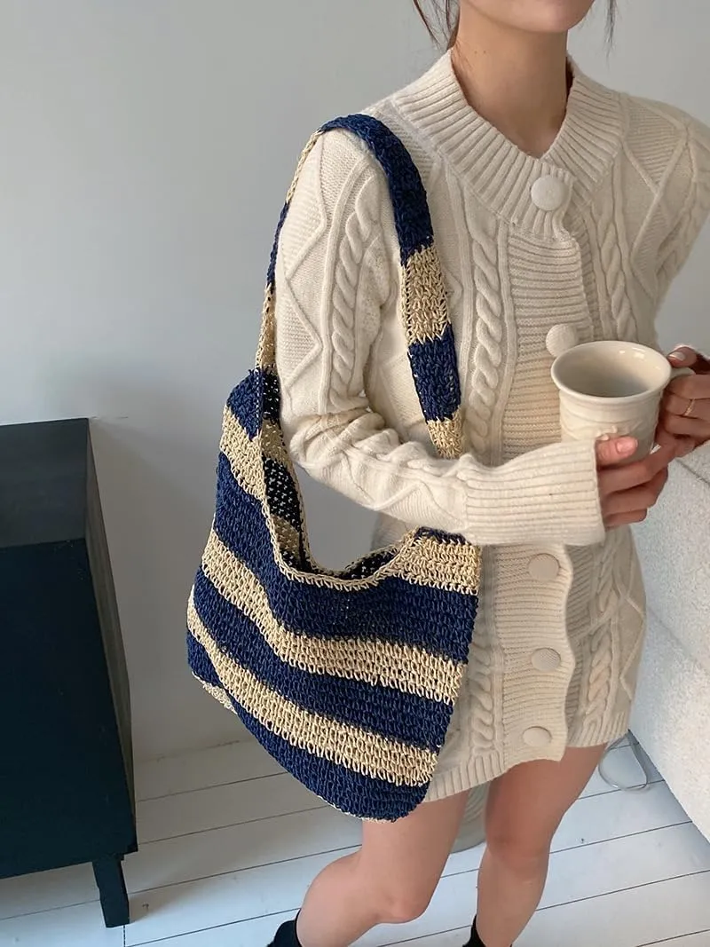 Beach Bag, Large Beach Bag for Women, Woven Straw Beach Tote Bag Waterproof, Weaving Swim Shopping Travel Bag