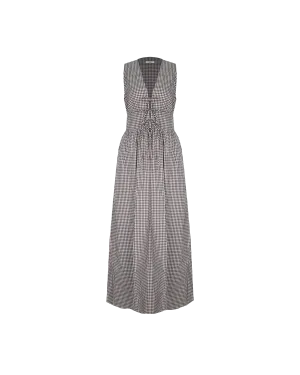 BENNY TIE DRESS BROWN GINGHAM