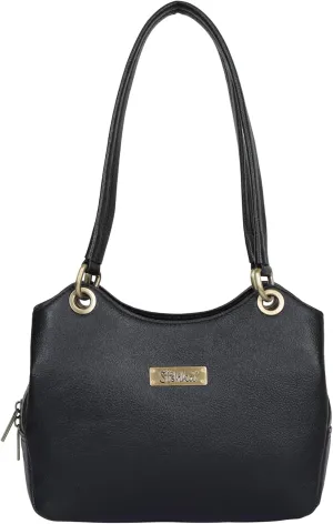 Black Genuine Leather Satchel Handbag, Large-Capacity Tote Shoulder Bag for Women, Designer Top Handle Purse,Ladies Leather Bag  H 7.75" x W 9" x D 2.75"