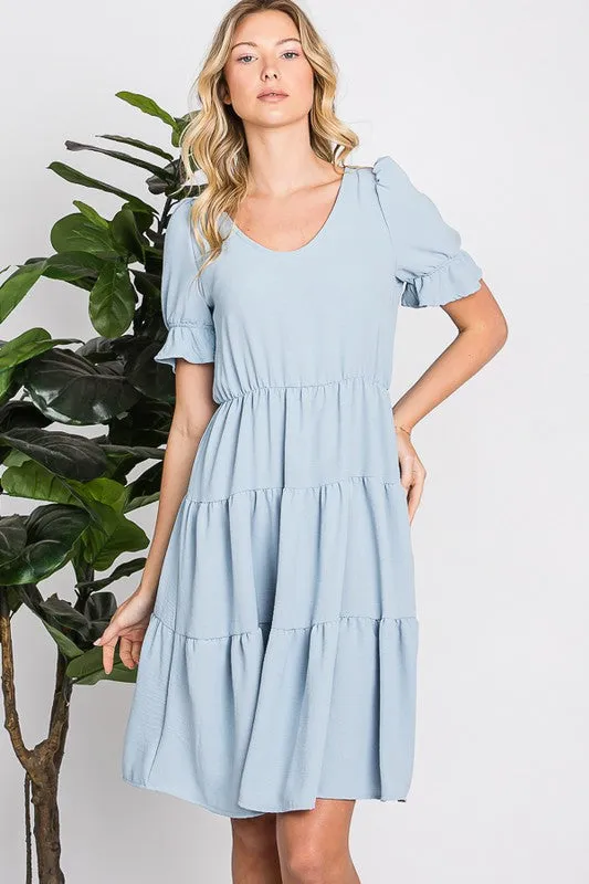 Blue Soft Summer High Waist Short Dress