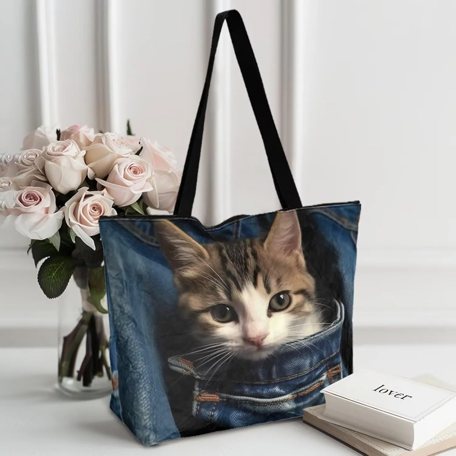 Border Collie Dog Women Handbag, Corgi Dog Shoulder Bag, Halloween Skull Spider Web Eco-Friendly Paper Tote Bags