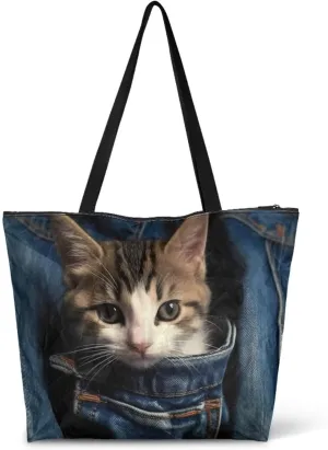 Border Collie Dog Women Handbag, Corgi Dog Shoulder Bag, Halloween Skull Spider Web Eco-Friendly Paper Tote Bags