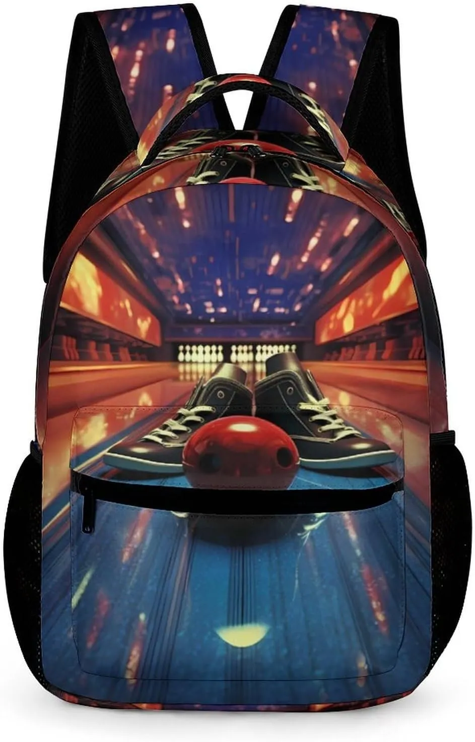Bowling Shoes and Balls Cute Backpack Printed Shoulder Bag Travel Dackpack for Shopping Camping