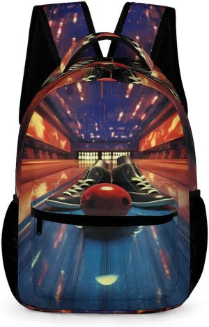 Bowling Shoes and Balls Cute Backpack Printed Shoulder Bag Travel Dackpack for Shopping Camping