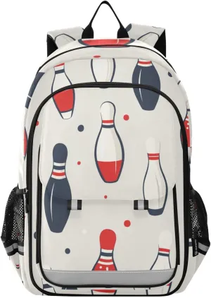 Bowling Sport Backpack for Boys Girls Kids School Bag Lightweight Laptop Backpack Elementary Capacity Bookbags for Travel Daypack with Reflective Stripes