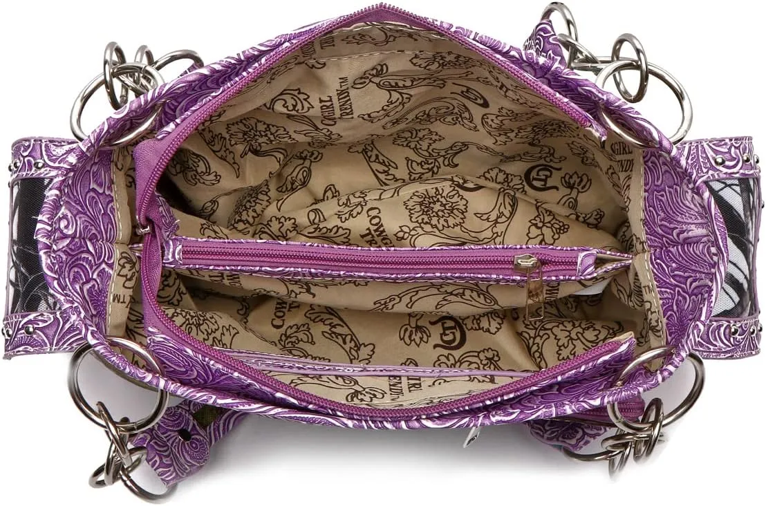 Camouflage Western Style Totes Studded Floral Handbag Tooled Leather Purse Country Women Shoulder Bag Zipper Wallet Set