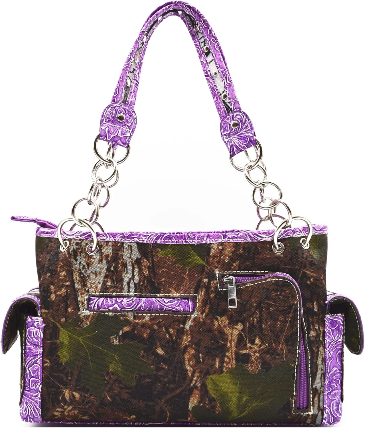 Camouflage Western Style Totes Studded Floral Handbag Tooled Leather Purse Country Women Shoulder Bag Zipper Wallet Set