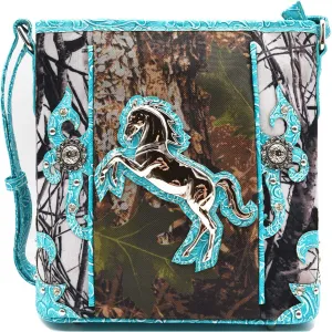 Camouflage Western Style Totes Studded Floral Handbag Tooled Leather Purse Country Women Shoulder Bag Zipper Wallet Set