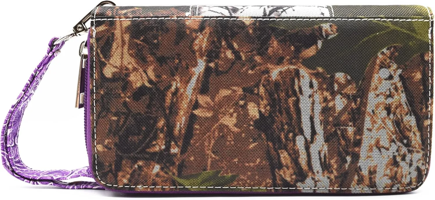 Camouflage Western Style Totes Studded Floral Handbag Tooled Leather Purse Country Women Shoulder Bag Zipper Wallet Set